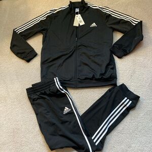 Adidas Women's slim Taper black/white Tricot Tracksuit (Jacket & Pants) sz XS